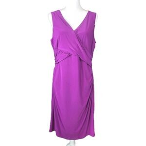 Lauren Ralph Lauren LRL Faux-Wrap Dress Womens 16 Purple Vivid Violet Career NEW